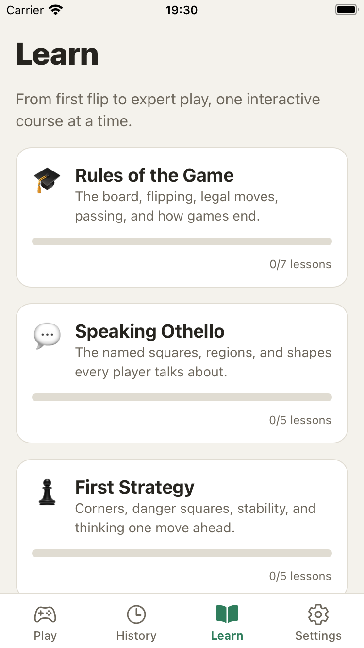 The Learn tab showing courses